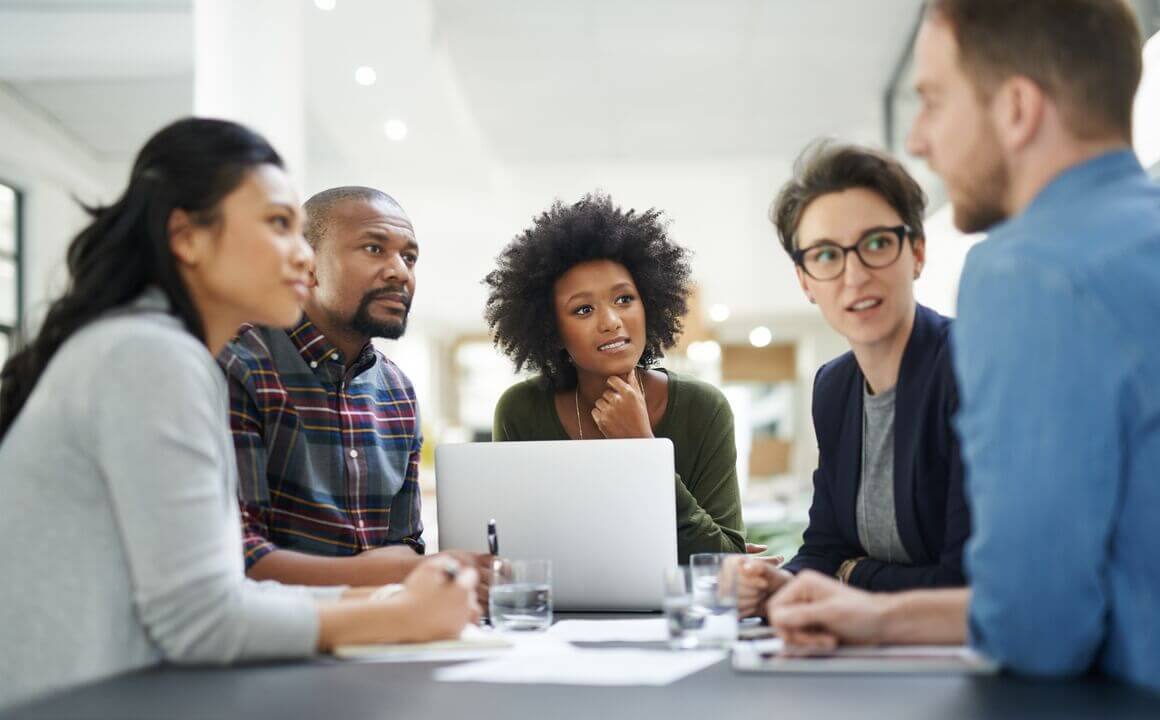 A group of colleagues having a business meeting