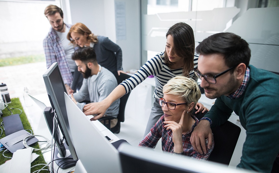 A work team in an office